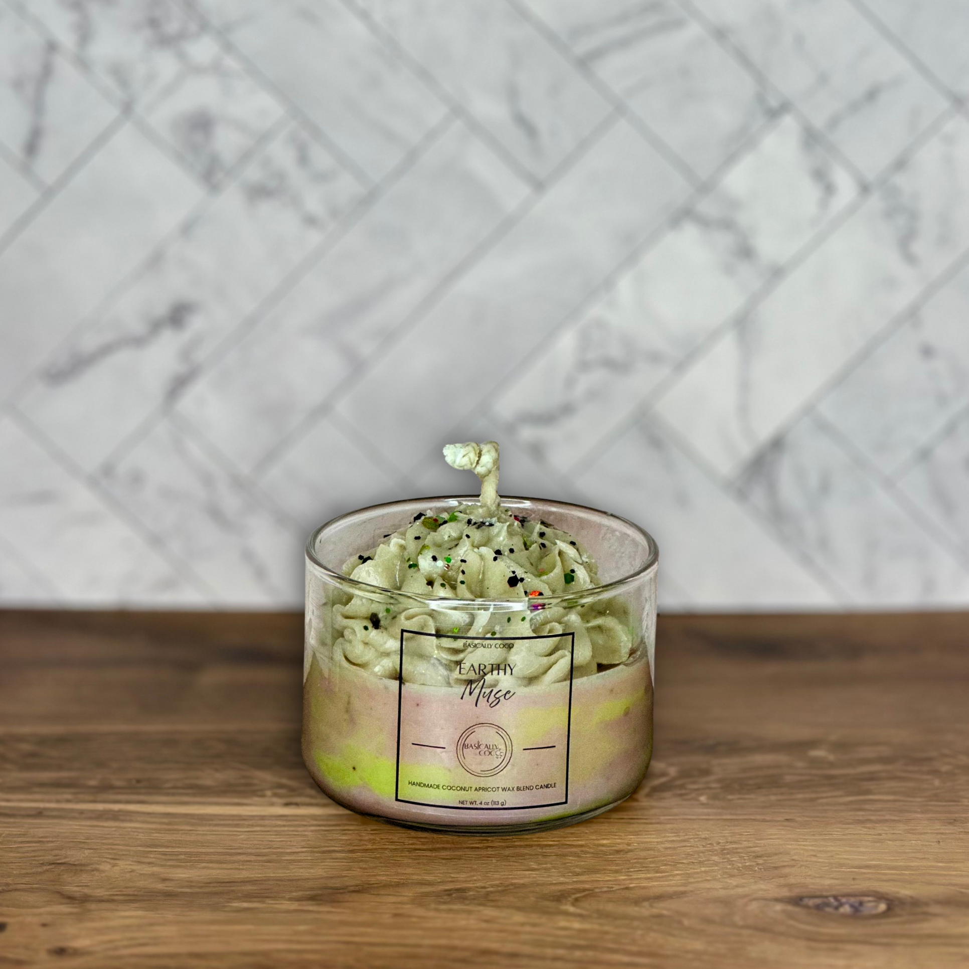 Earthy Muse Coconut Apricot Wax Blend Container Candle 4oz 113g
