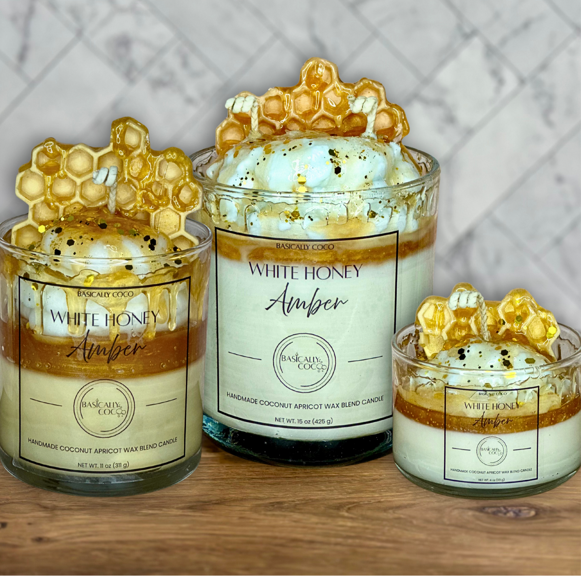 White Honey Amber | Coconut Apricot Wax Blend Container Candle