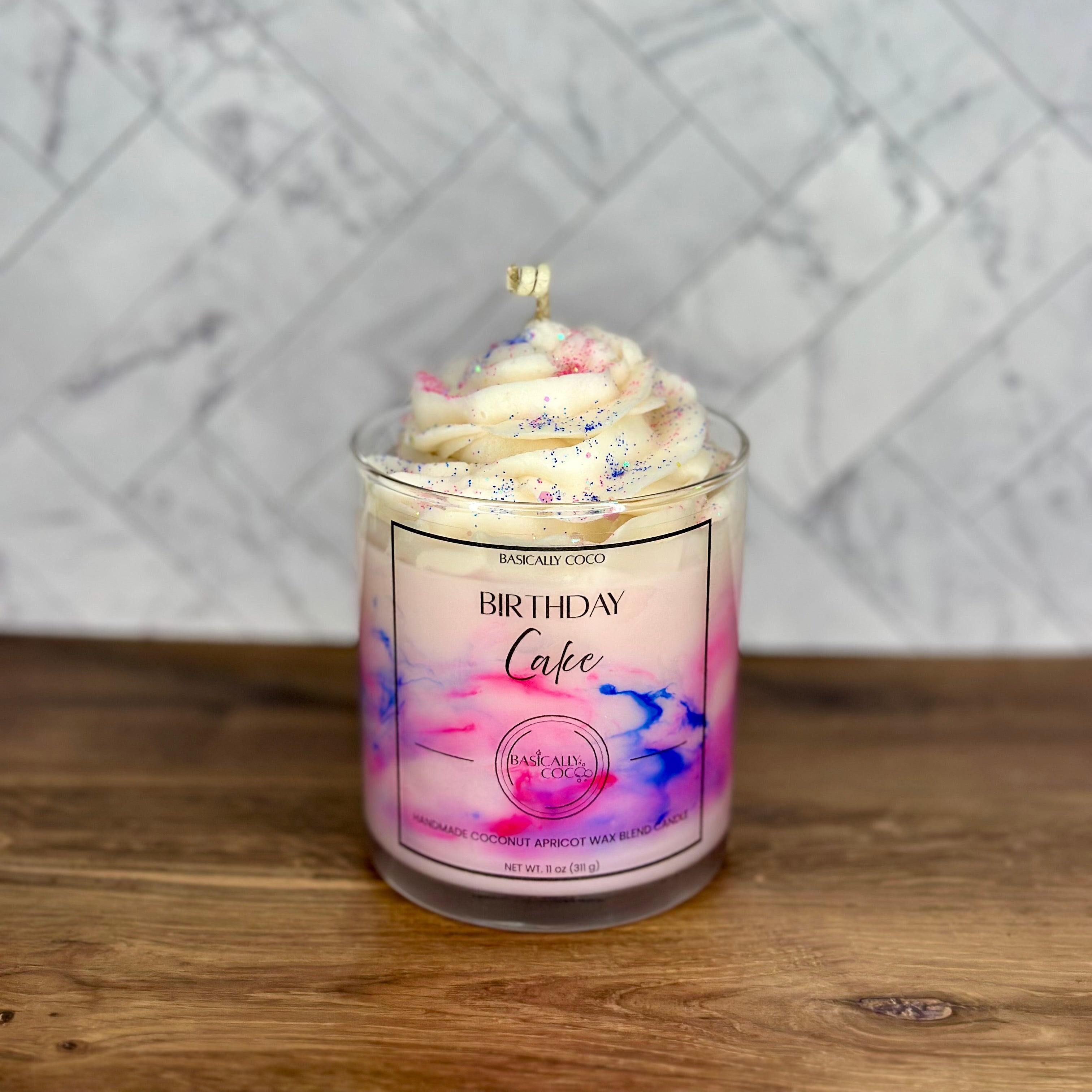 Birthday Cake Coconut Apricot Wax Blend Container Candle 11oz 311g
