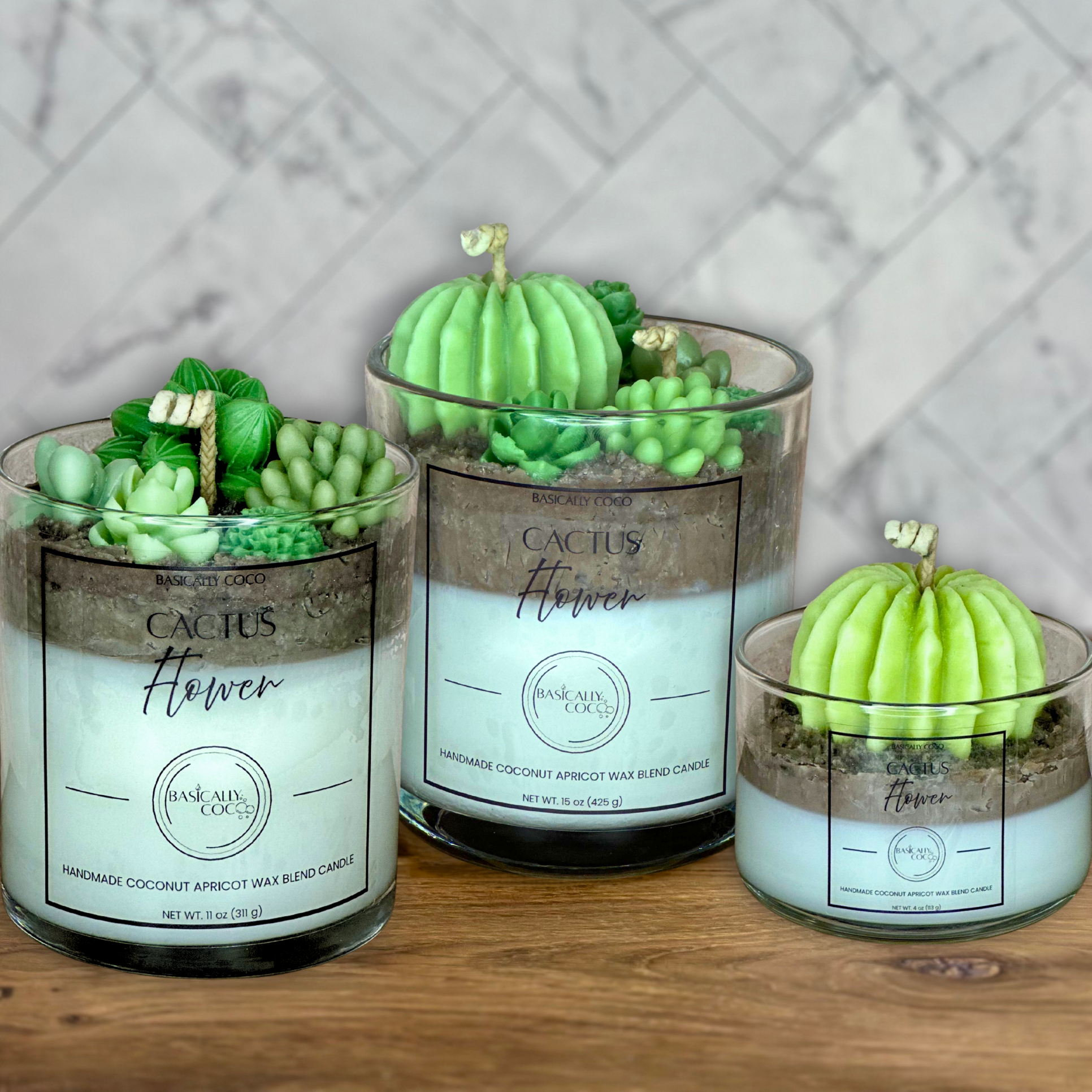 Cactus Flower Coconut Apricot Wax Blend Container Candle