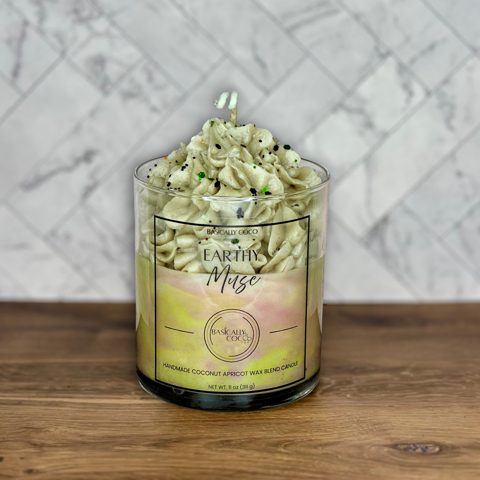 Earthy Muse Coconut Apricot Wax Blend Container Candle 11oz 311g