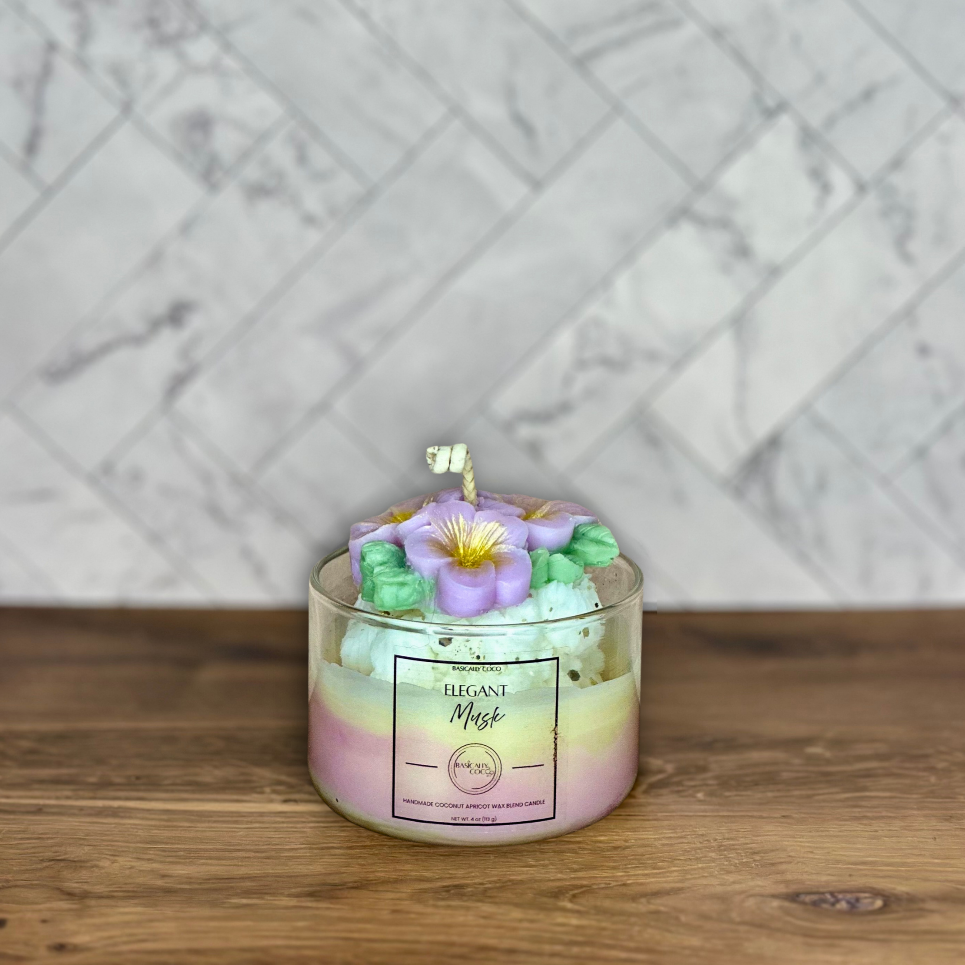 Elegant Musk Coconut Apricot Wax Blend Container Candle 4oz 113g