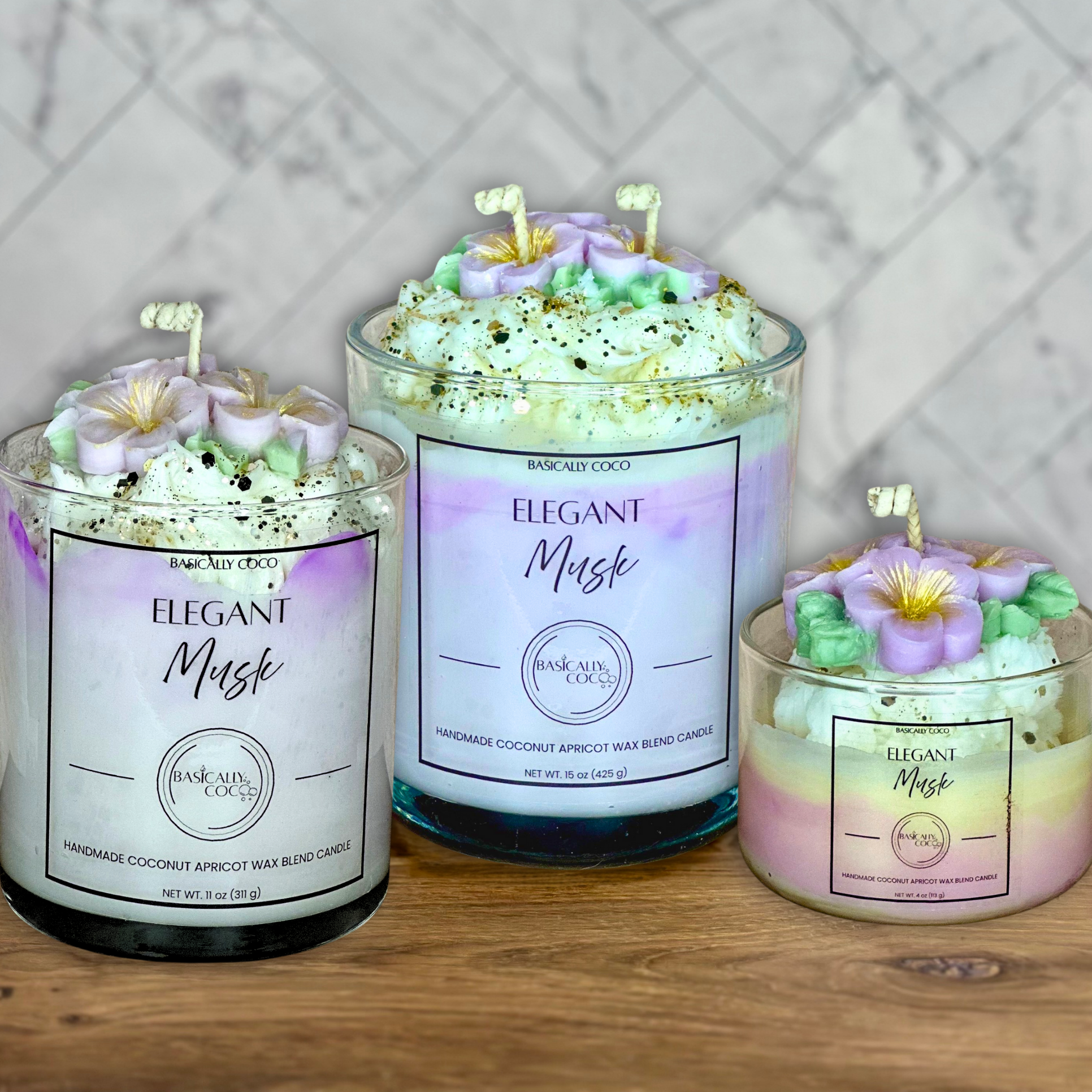 Elegant Musk Coconut Apricot Wax Blend Container Candles