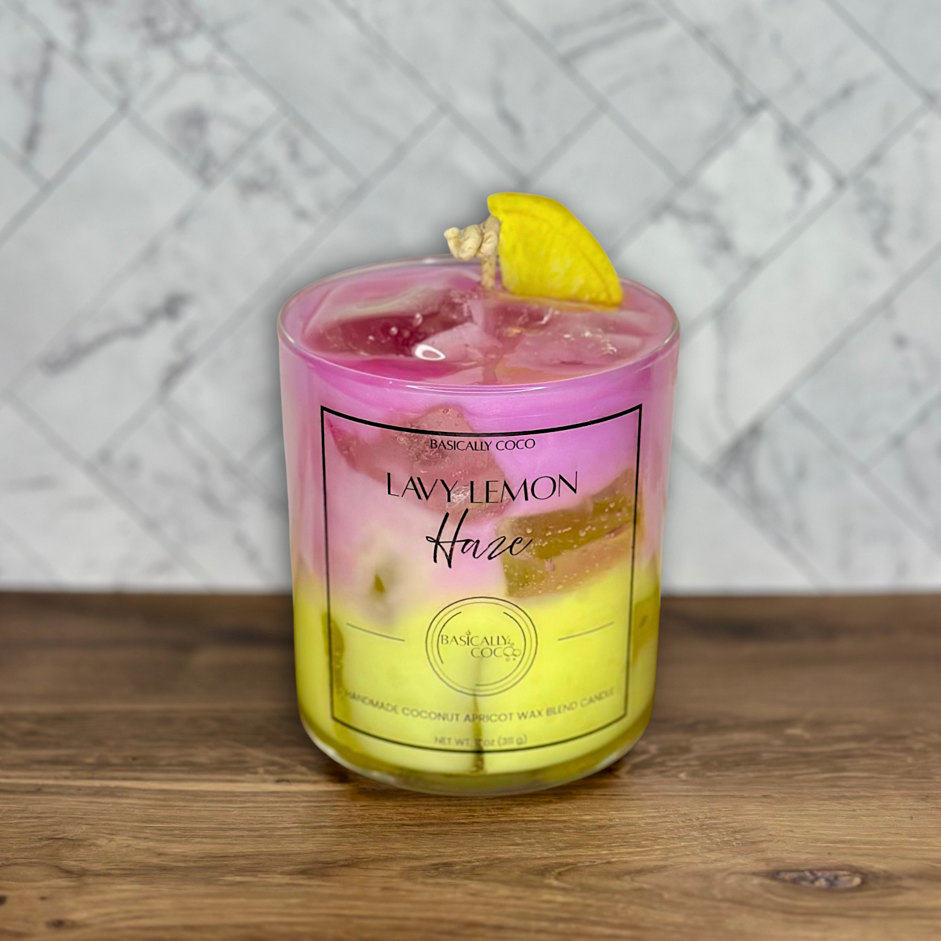 Lavy Lemon Haze Coconut Apricot Wax Blend Container Candle 11oz 311g
