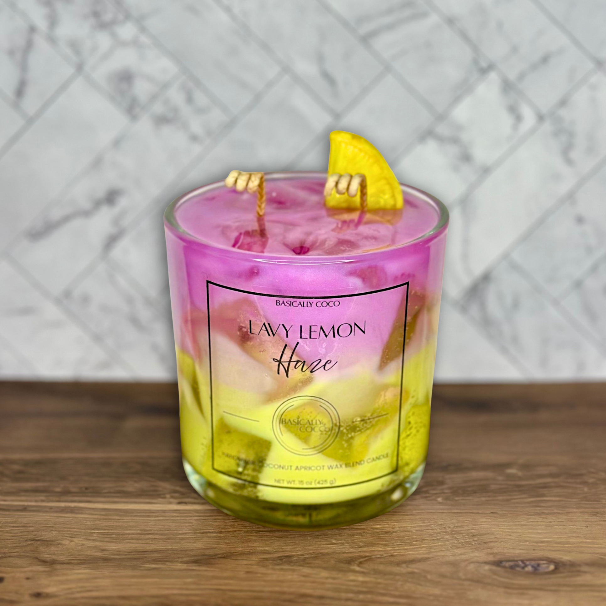 Lavy Lemon Haze Coconut Apricot Wax Blend Container Candle 15oz 425g