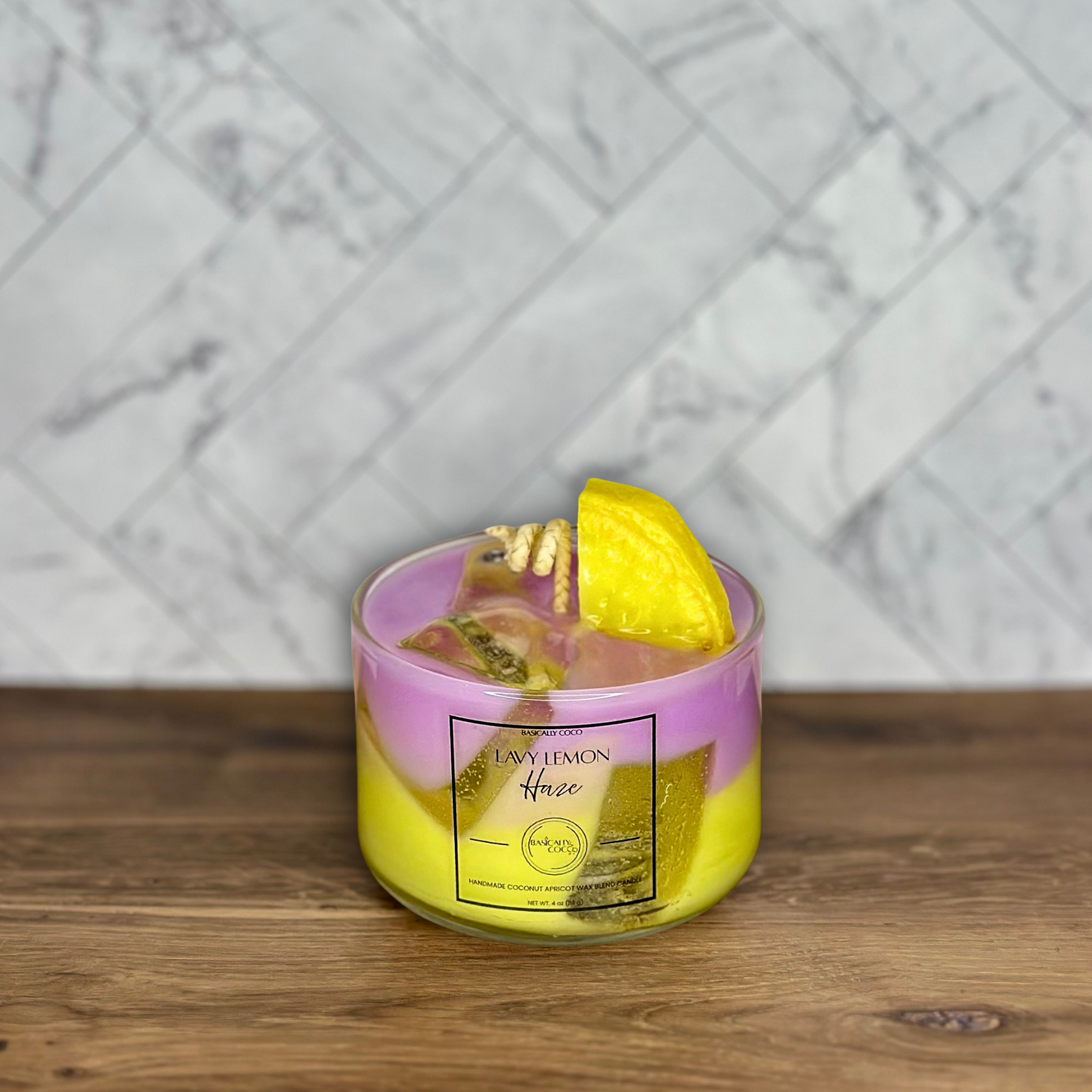 Lavy Lemon Haze Coconut Apricot Wax Blend Container Candle 4oz 113g
