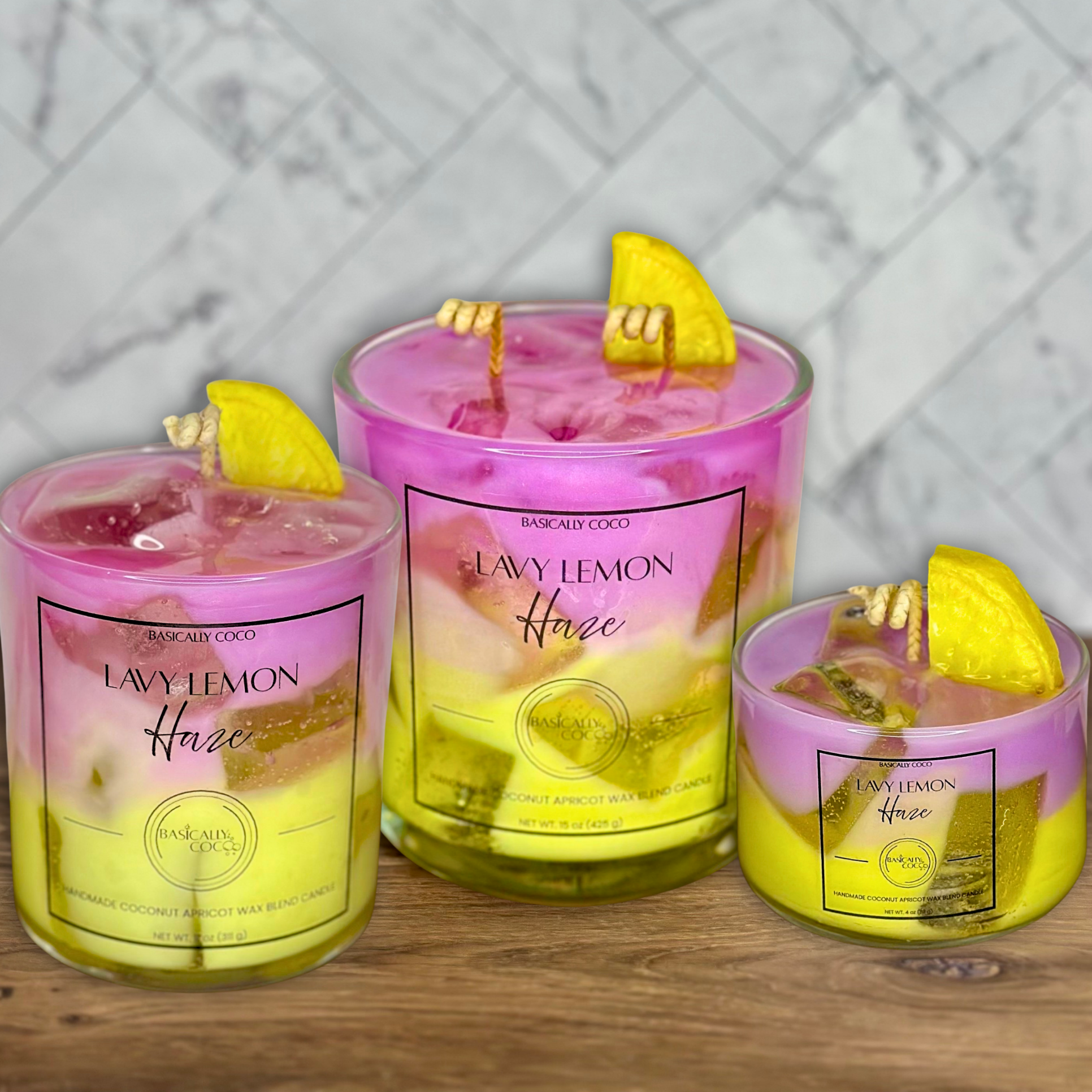 Lavy Lemon Haze Coconut Apricot Wax Blend Container Candles