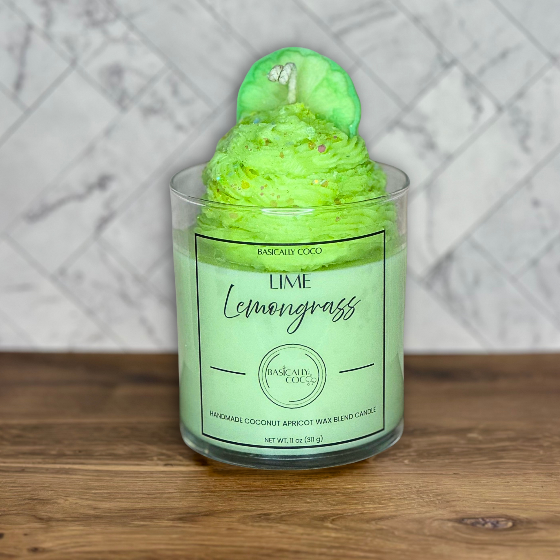 Lime Lemongrass Coconut Apricot Wax Blend Container Candle 11oz 311g