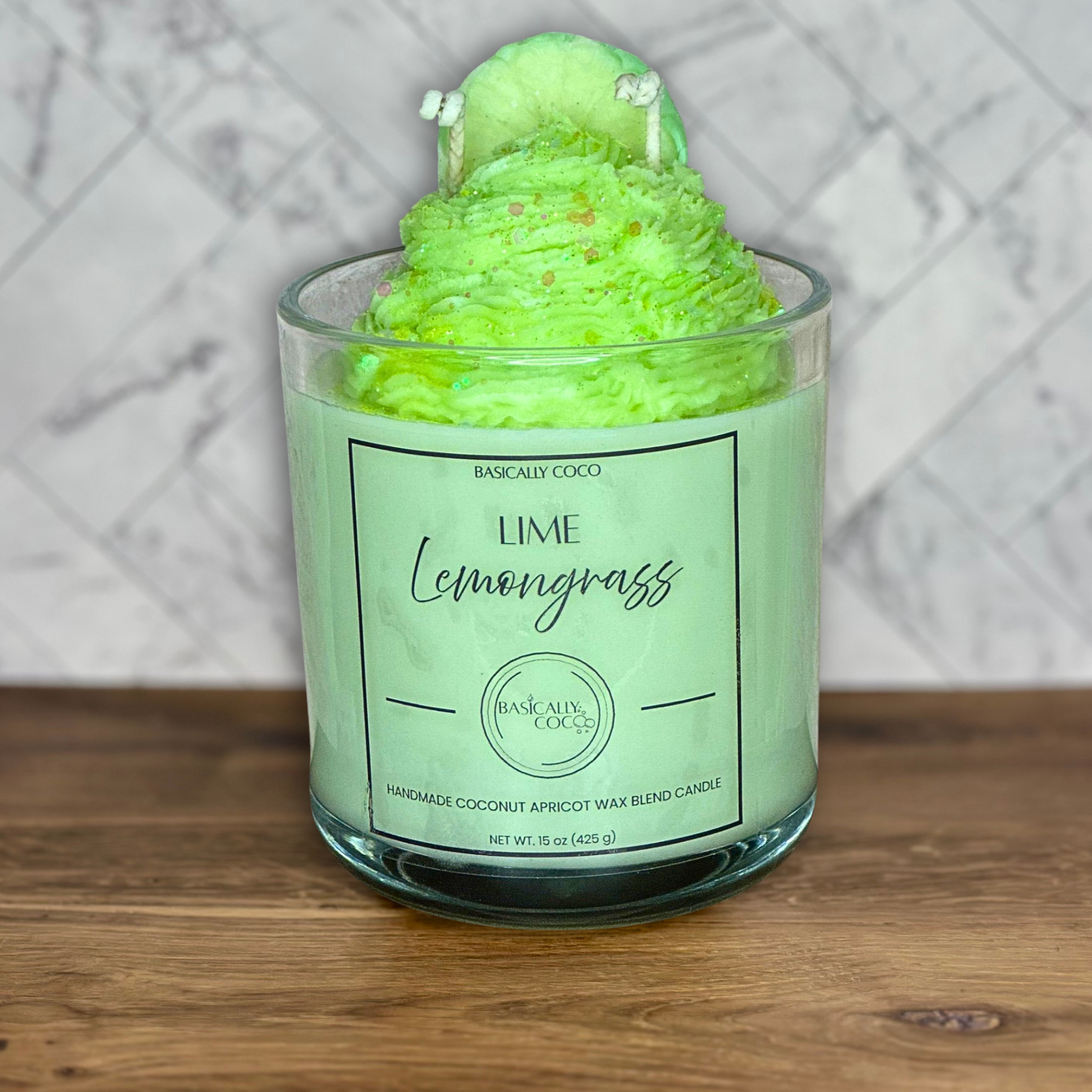 Lime Lemongrass Coconut Apricot Wax Blend Container Candle 15oz 425g