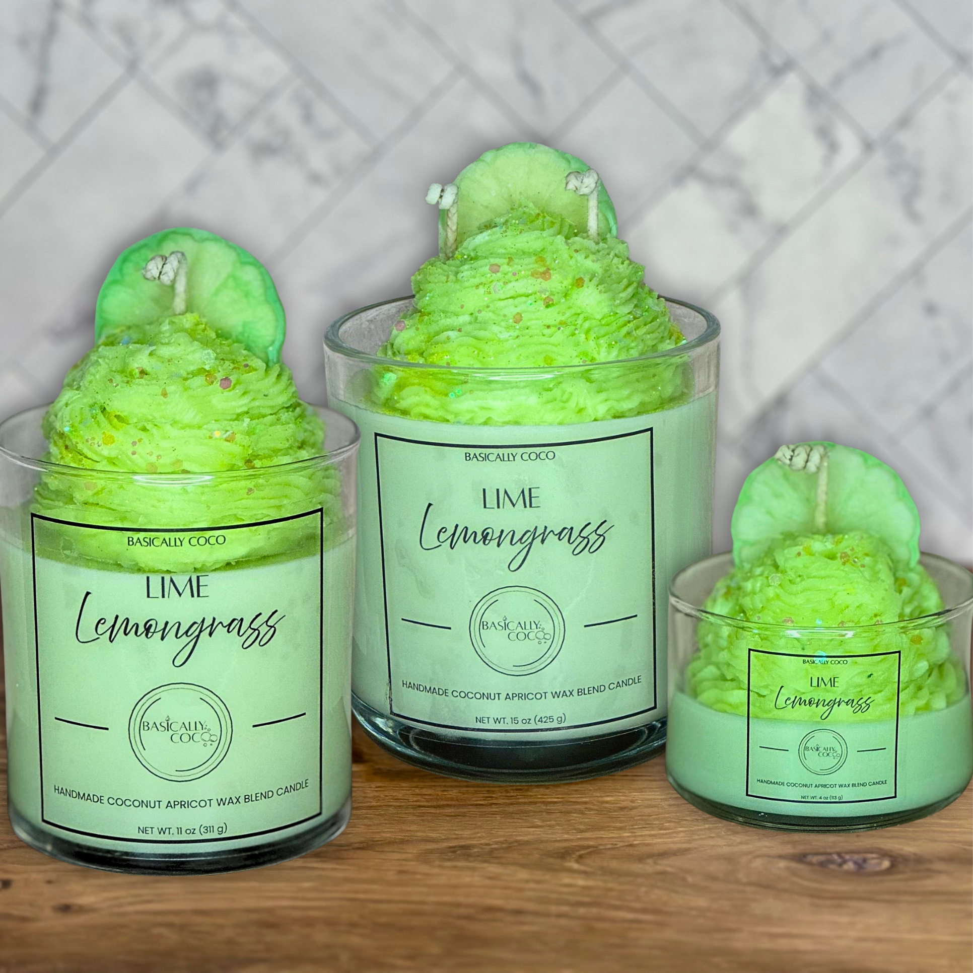 Lime Lemongrass Coconut Apricot Wax Blend Container Candles