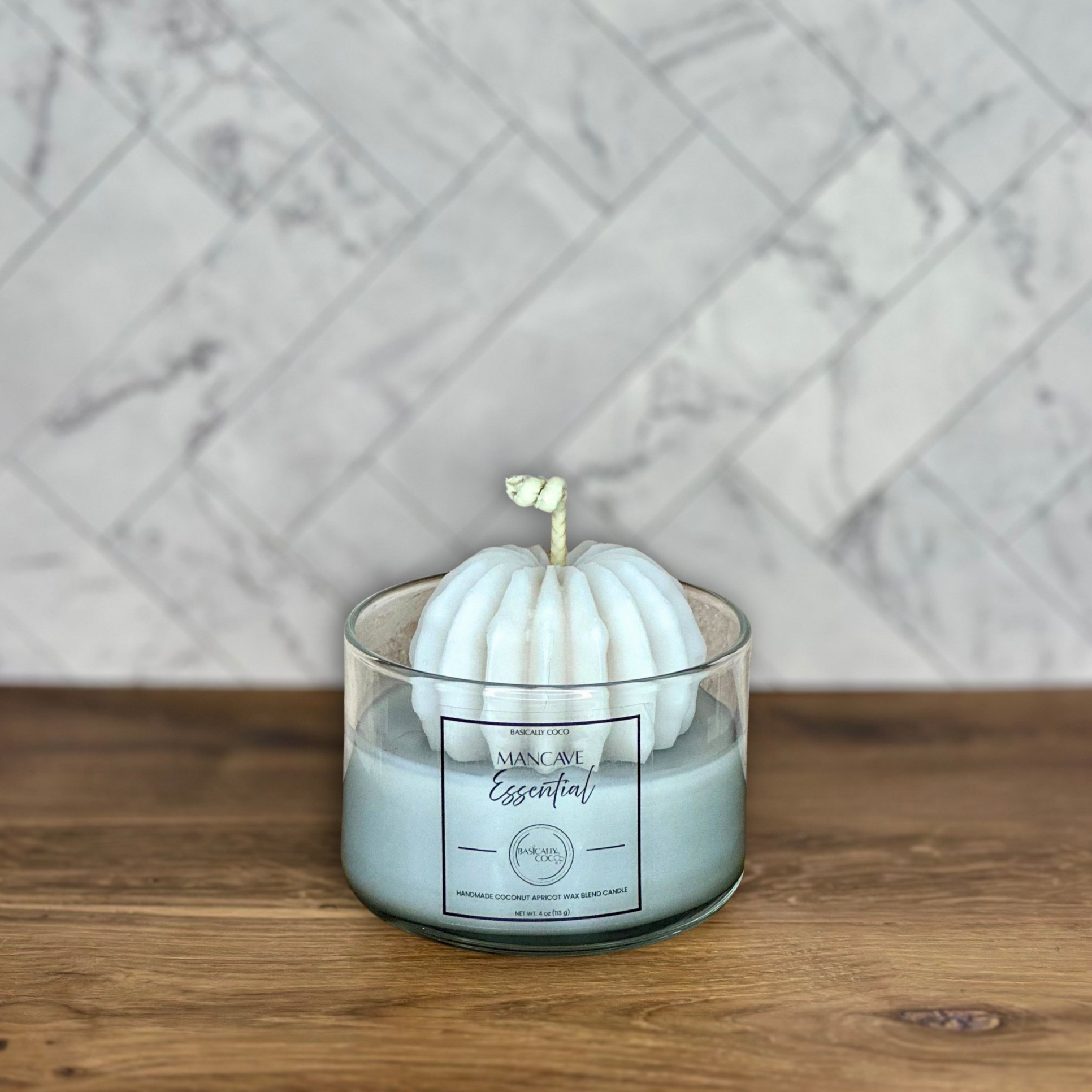 Mancave Essential Coconut Apricot Wax Blend Container Candle 4oz 113g