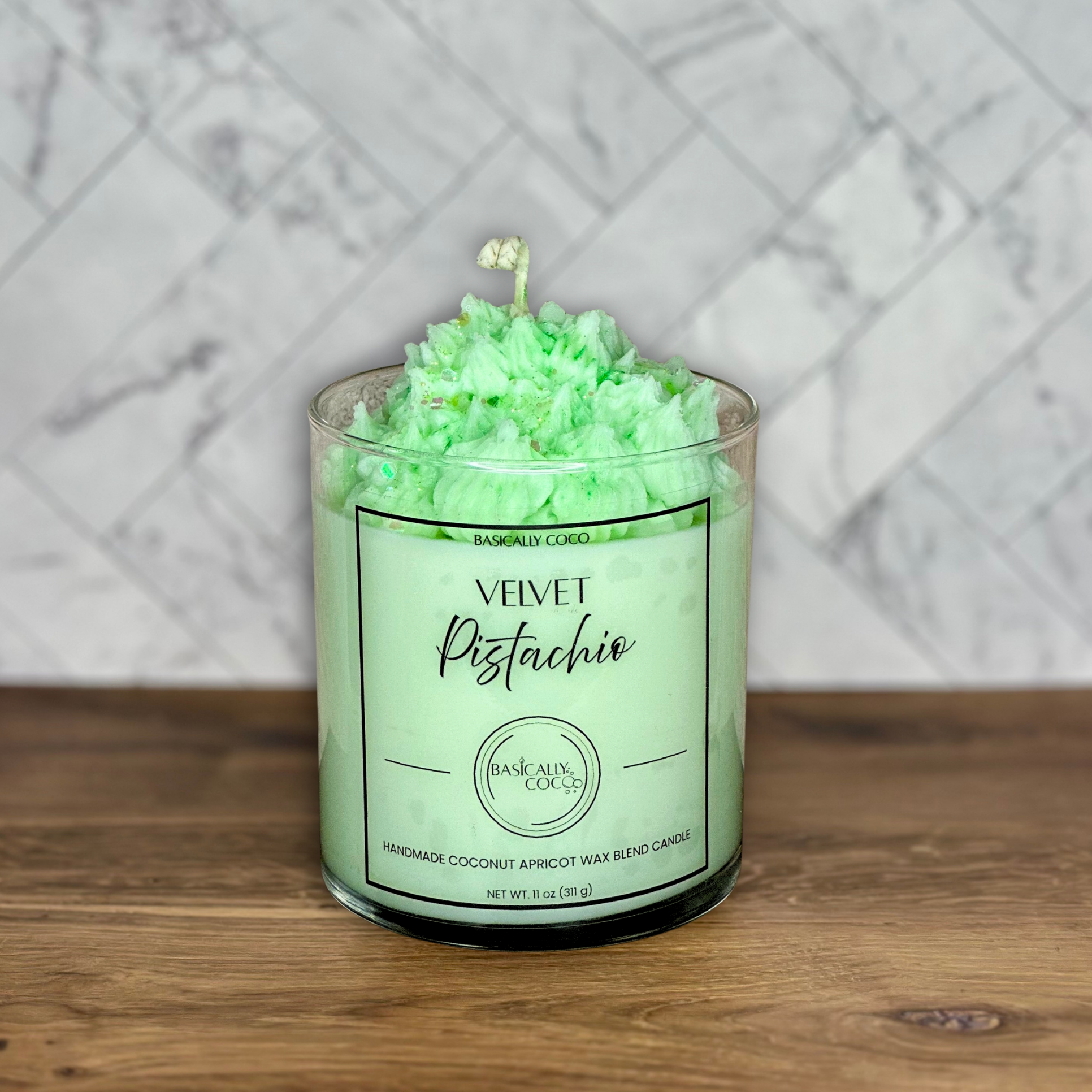 Velvet Pistachio Coconut Apricot Wax Blend Container Candle 11oz 311g
