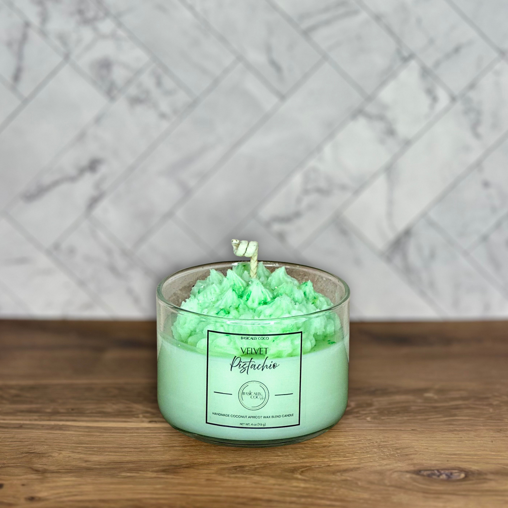 Velvet Pistachio Coconut Apricot Wax Blend Container Candle 4oz 113g